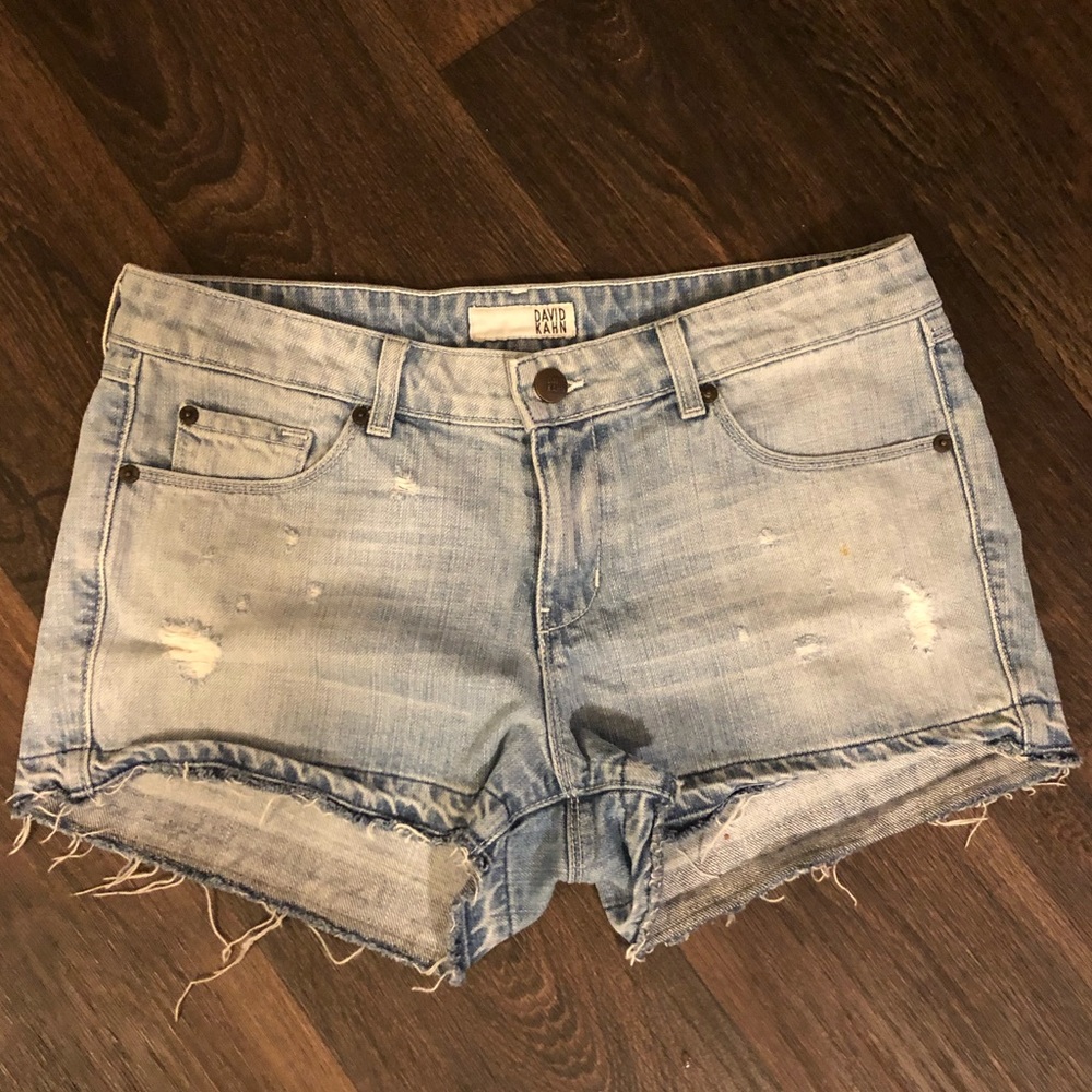 David Kahn Brenda Distressed Released Hem Shorts